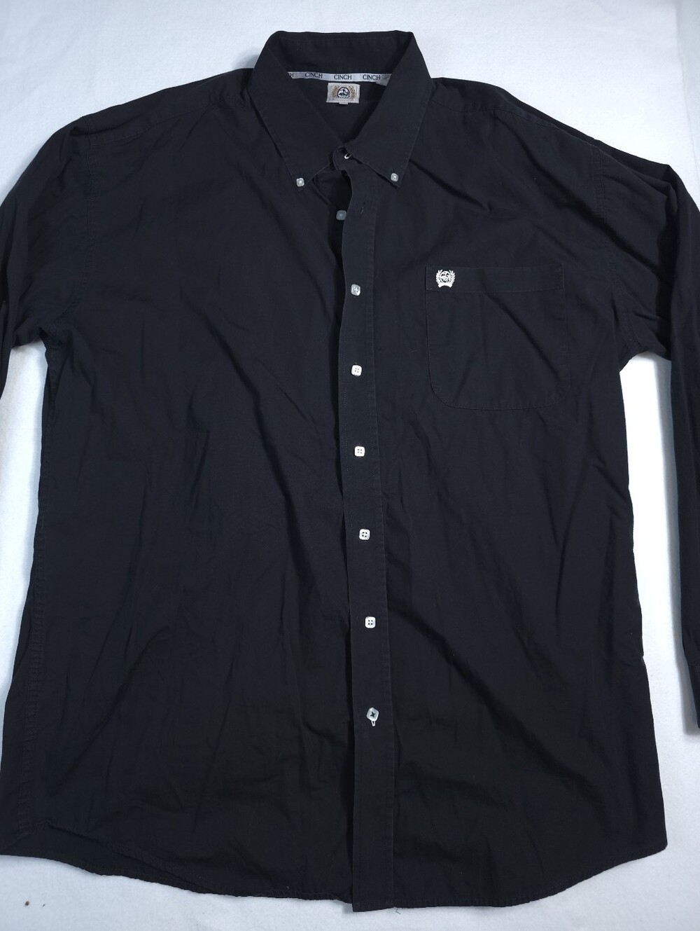 Cinch Mens XL Black Button Front Western Shirt Long Sleeve Cotton Logo